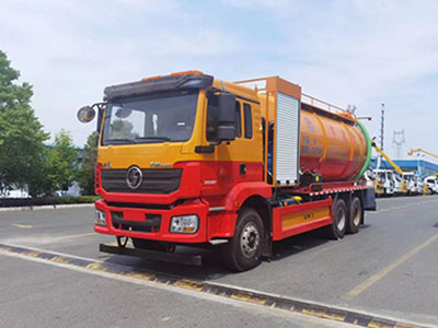 国六陕汽德龙后双桥清洗吸污车